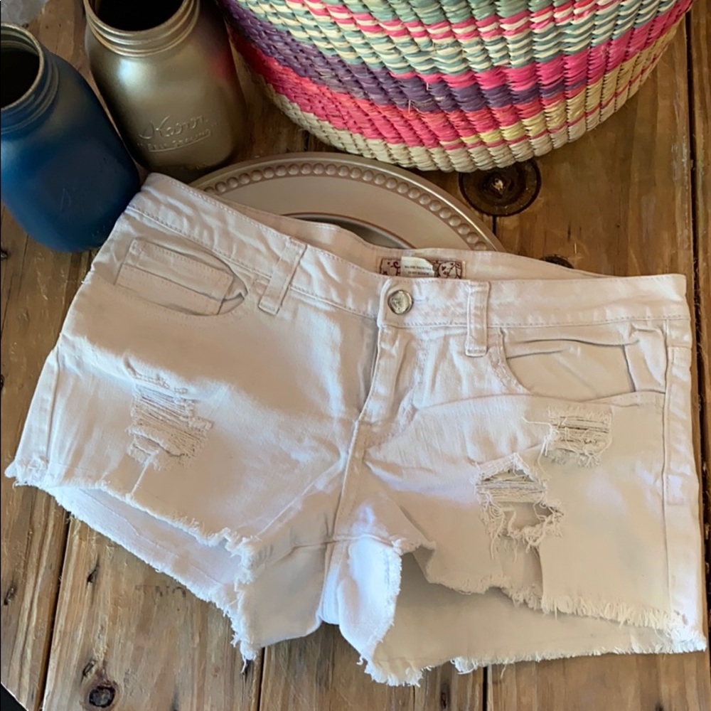 White Fray Shorts